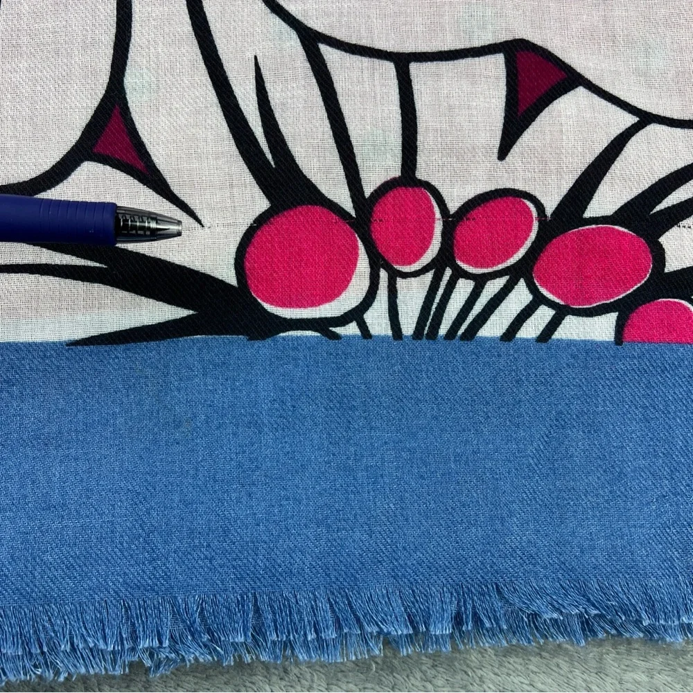 Ann Taylor Loft Floral 50” x 50” Square Scarf Fringe Edge Purple Pink